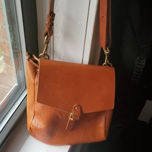 Cognac Leather Crossbody Purse